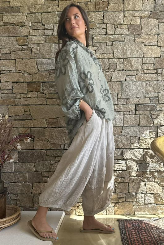 Sabo Boucle Flower Blouse Khaki